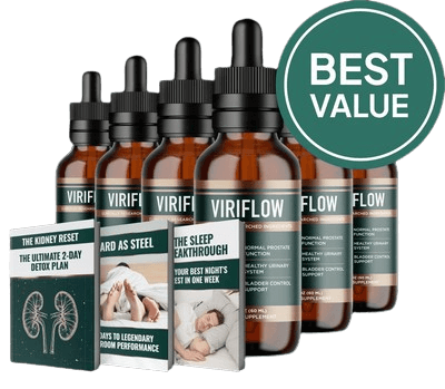 ViriFlow 6 bottle 180 day supply best value pack — buy 3 get 3 free prostate supplement with free shipping and 3 free bonus guides